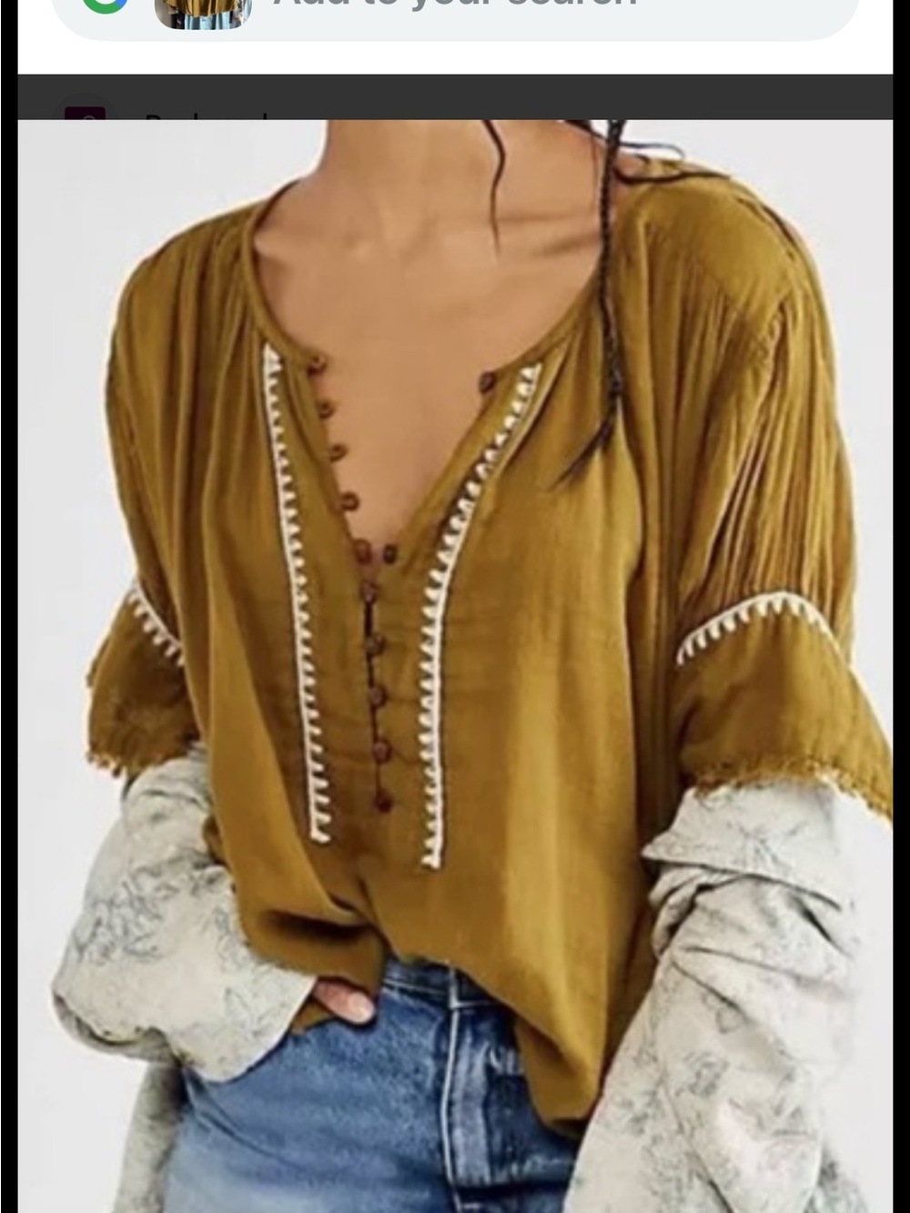 Free People Mustard Yellow Embroidered V-Neck Tunic